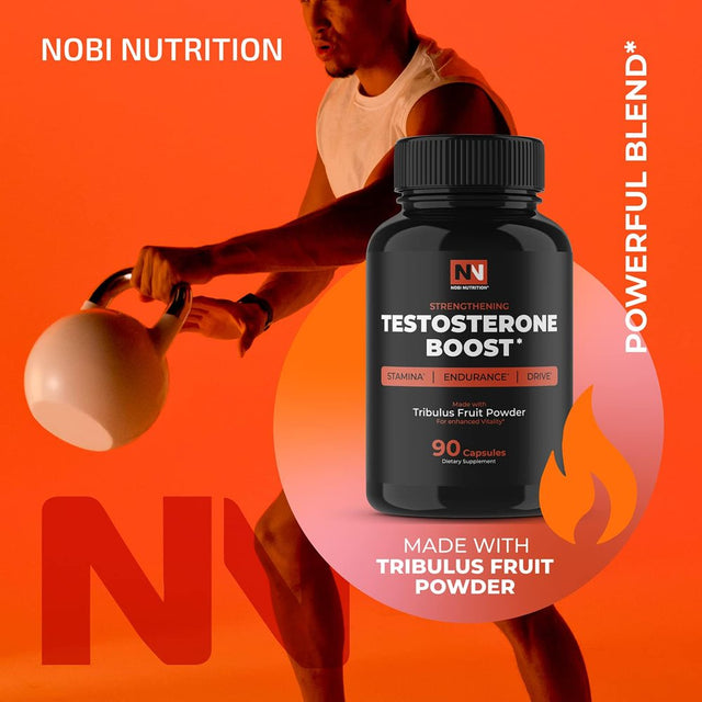 Nobi Nutrition Extra Strength Testosterone Booster for Men -Premium Test Booster Supplement for Energy, Performance, Stamina & Recovery - Male Enhancement Pills 90 Ct
