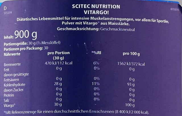 Scitec Nutrition Vitargo 900G Unflavoured
