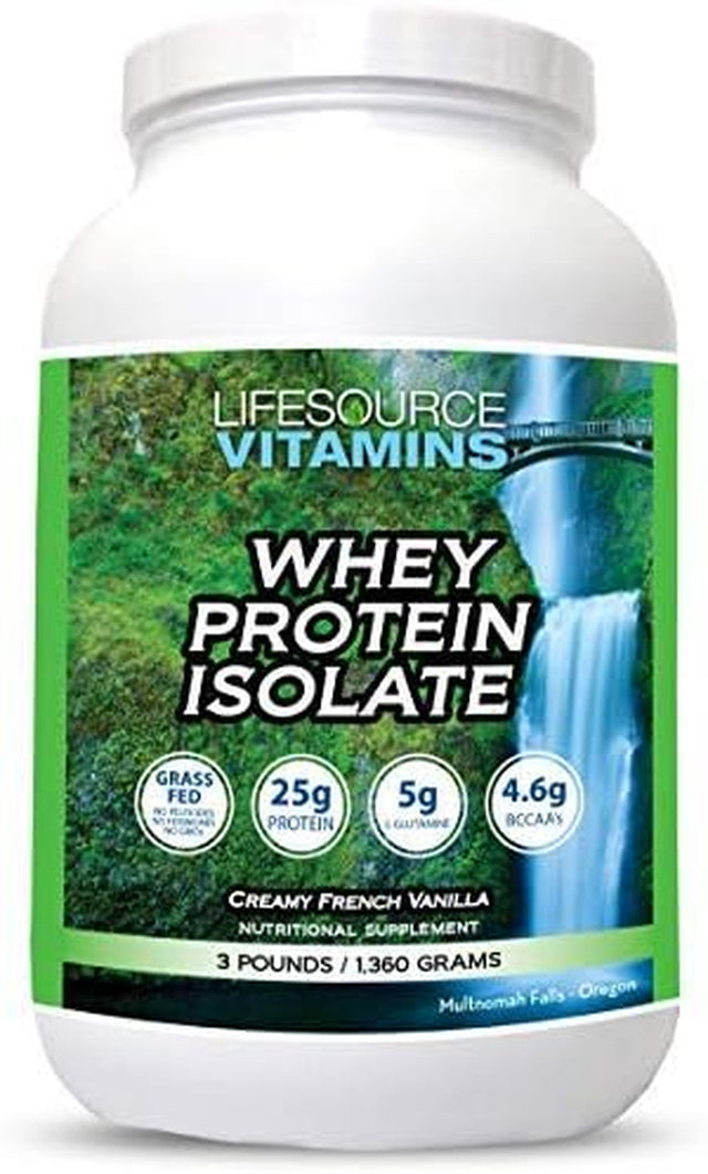 Lifesource Vitamins 3Lb Grass Fed Whey Protein Isolate -Creamy French Vanilla W/ Stevia