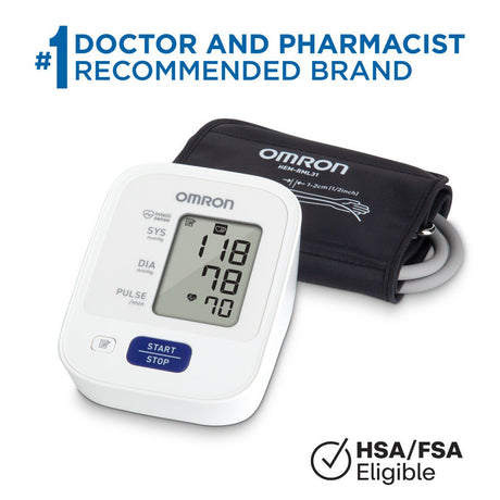OMRON 3 Series Blood Pressure Monitor (BP7100), Upper Arm Cuff, Digital Blood Pressure Machine, Stores up to 14 Readings