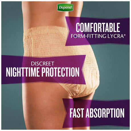 Depend Night Defense Incontinence Overnight Underwear for Women, XL, Packaging May Vary | 12 Count