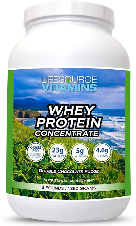 Lifesource Vitamins 3Lb Grass Fed Whey Protein Concentrate - Chocolate W/Stevia - 3 Lb Powder