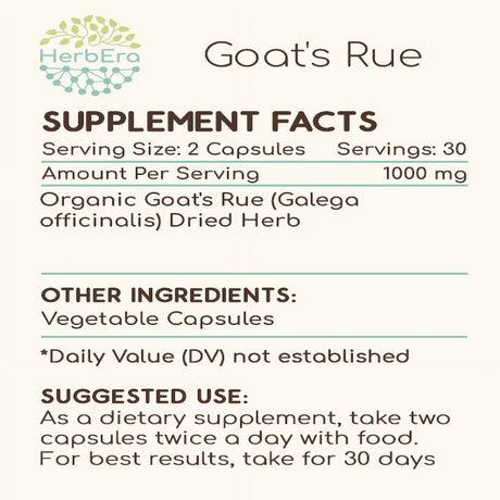Goat'S Rue 60 Capsules, 500 Mg, Organic Goat'S Rue (Galega Officinalis) Dried Herb
