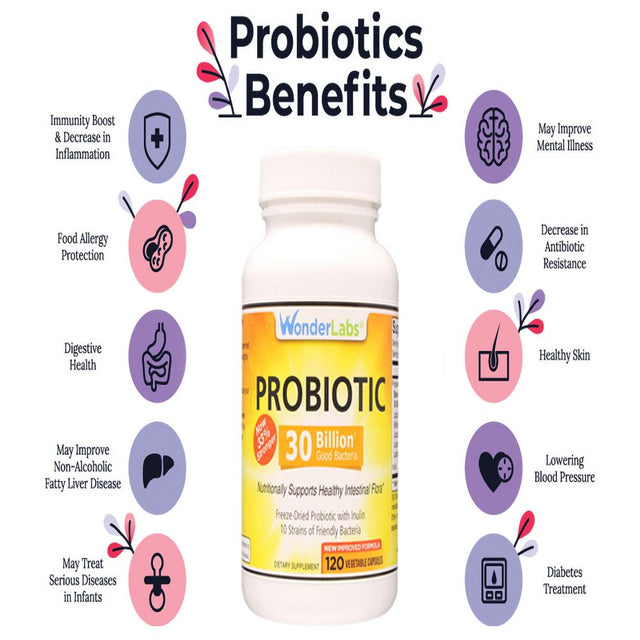Probiotic 30 Billion Good Bacteria (8 Lactobacillus Strains and 2 Bifidobacterium Strains) - 120 Capsules