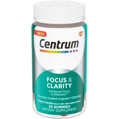 Centrum Focus and Clarity Supplement Gummies 250Mg 30Ct 2Pk | Cognizin Citicoline Brain Supplements for Memory and Focus | Memory Pills | Clarity Brain Supplement | Brain Support Focus Vitamins