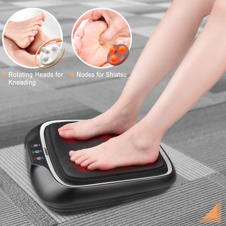 RENPHO Foot Massager with Heat, Shiatsu Heated Electric Foot Massager, Deep Kneading Feet & Back Massager for Muscle Pain Relief, Plantar Fasciitis, Home and Office Use Fit Size Feet up to 14