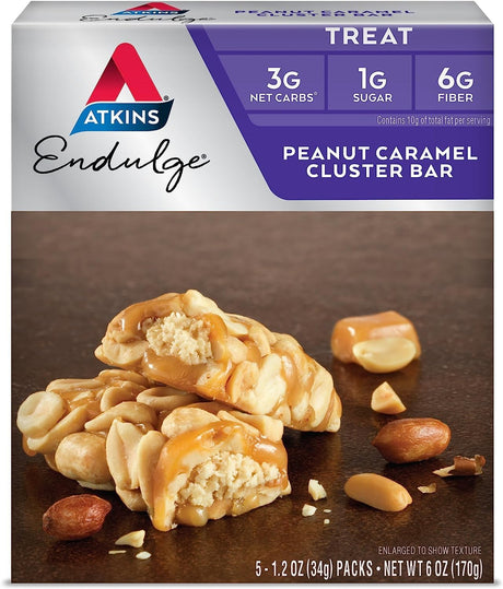 Atkins Endulge Treat, Peanut Caramel Cluster Bar, 5 Count (Pack of 5)