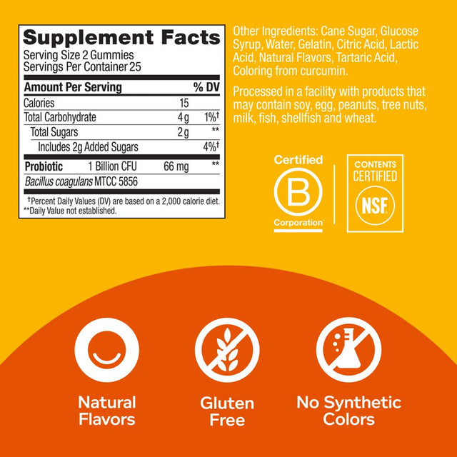 OLLY Probiotic Gummy, Immune & Gut Health, Digestive Supplement, Mango, 50 Ct