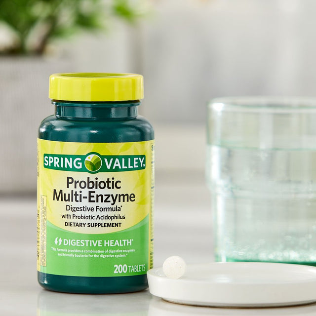 Spring Valley Probiotic Multi-Enzyme Digestive Formula Tablets, 200 Count