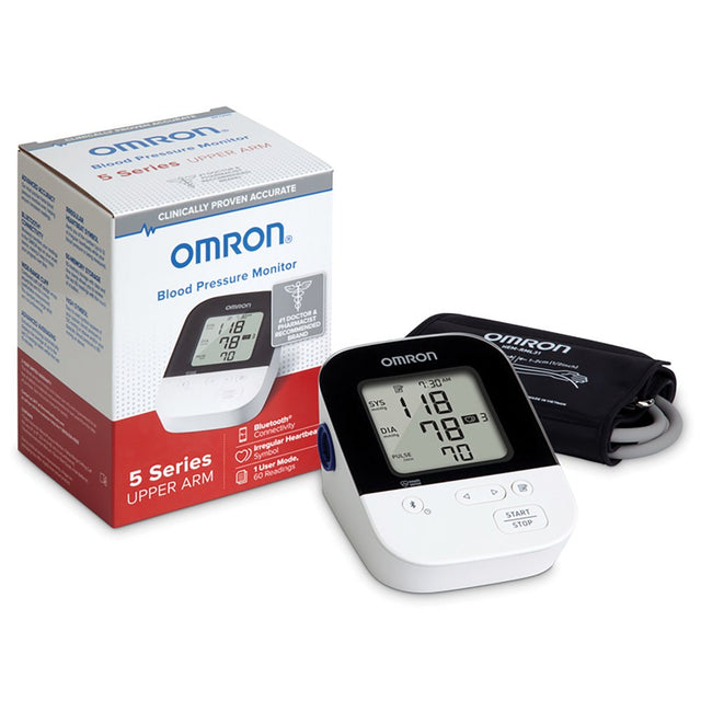 OMRON 5 Series Blood Pressure Monitor (BP7250), Upper Arm Cuff, Digital Bluetooth Blood Pressure Machine, Stores up to 60 Readings for One User