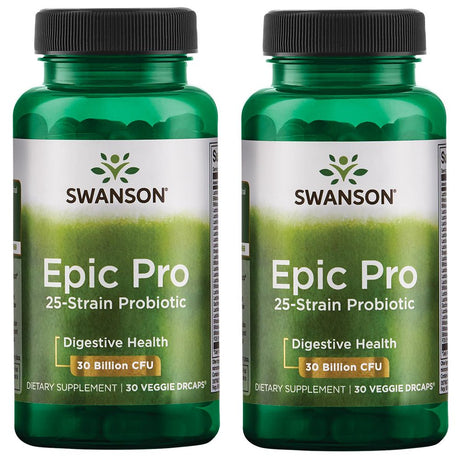 Swanson Epic Pro 25-Strain Probiotic 30 Billion Cfu 30 Veg Caps 2 Pack