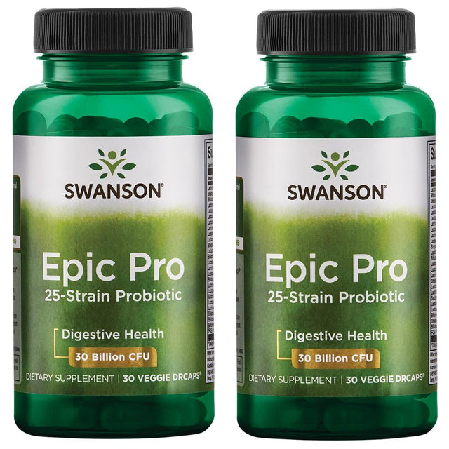 Swanson Epic Pro 25-Strain Probiotic 30 Billion Cfu 30 Veg Caps 2 Pack