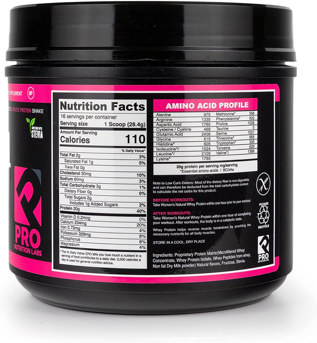 PRO NUTRITION LABS Whey Protein Vanilla Powder for Women - Supports Lean Muscle Mass - Low Carb - Gluten Free - Grass Fed and Rbgh Hormone Free Vanilla Whey (Creamy Vanilla, 1 Lb)