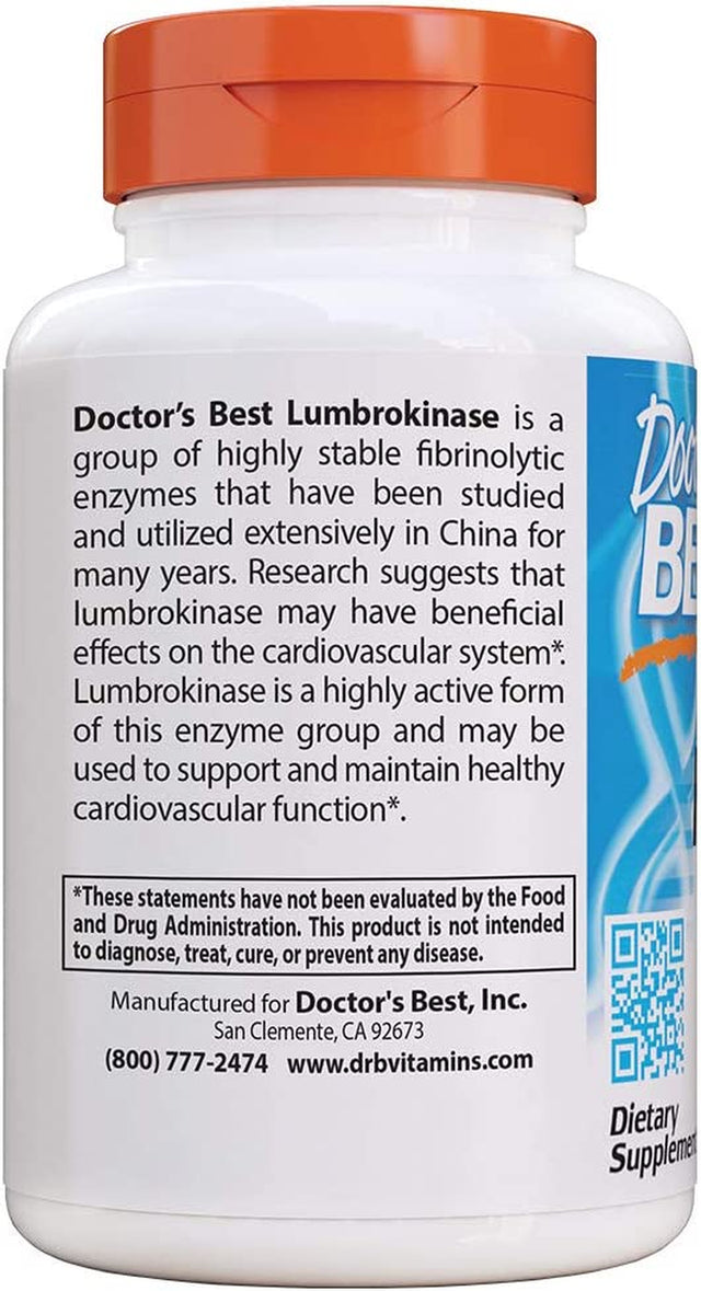 Lumbrokinase Cardiovascular Support Circulatory Health Blood Flow Enzymes, 20 Mg, 60 Count