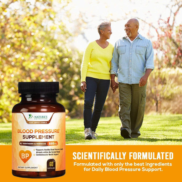 Nature'S Nutrition Blood Pressure Support Supplement with Hawthorn and Hibiscus 685Mg, 60 Capsules.