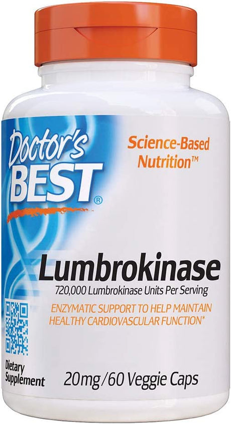 Lumbrokinase Cardiovascular Support Circulatory Health Blood Flow Enzymes, 20 Mg, 60 Count