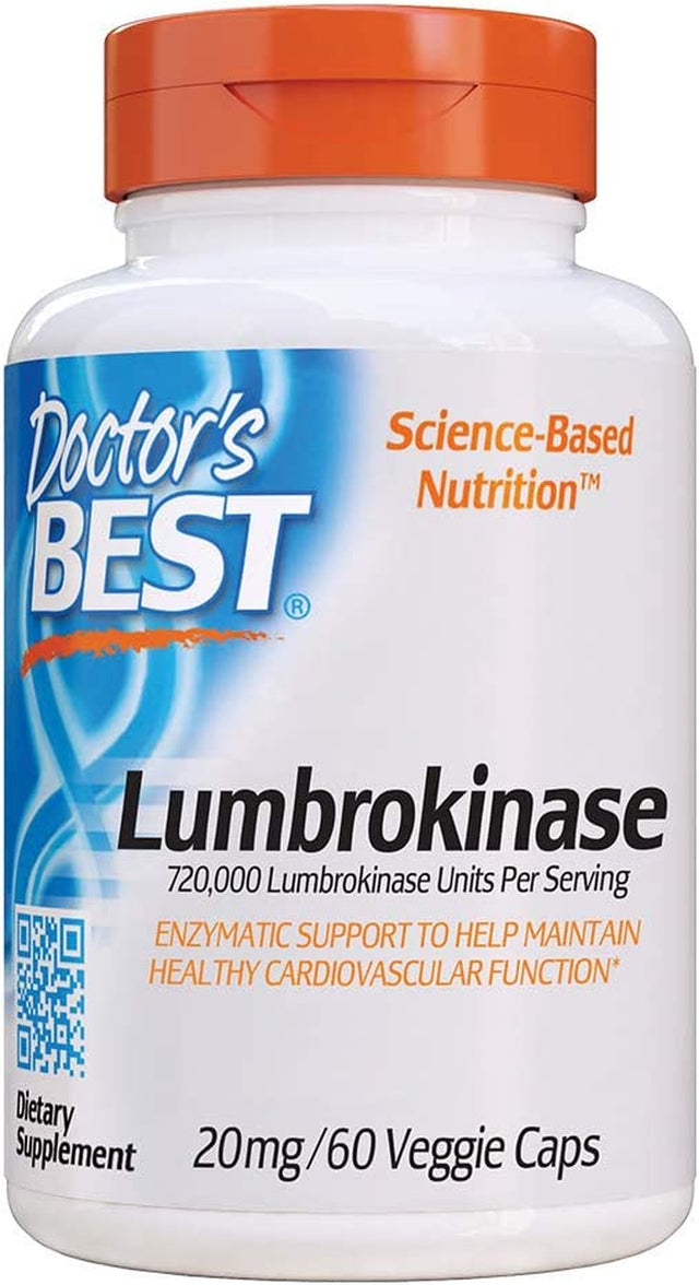 Lumbrokinase Cardiovascular Support Circulatory Health Blood Flow Enzymes, 20 Mg, 60 Count