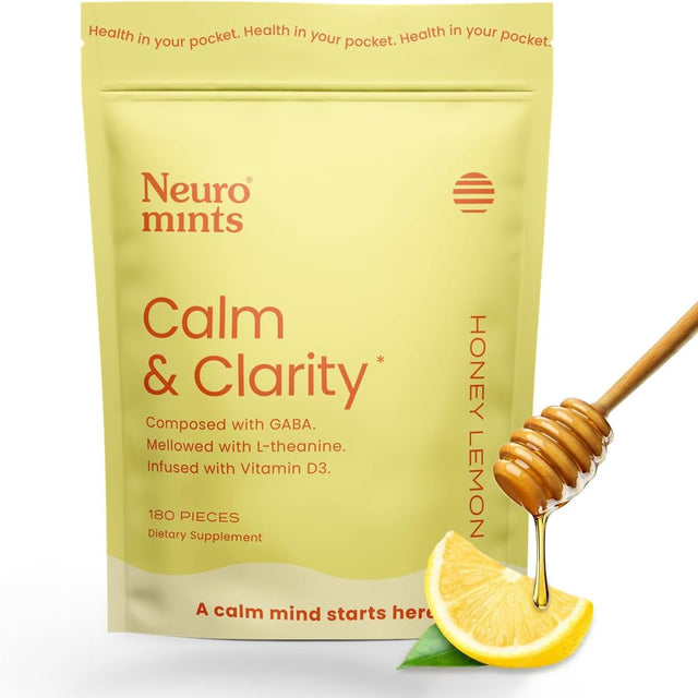 Neuromints Honey Lemon GABA Calm Mints with Vitamin D3 and L Theanine Nootropics, 180-Count