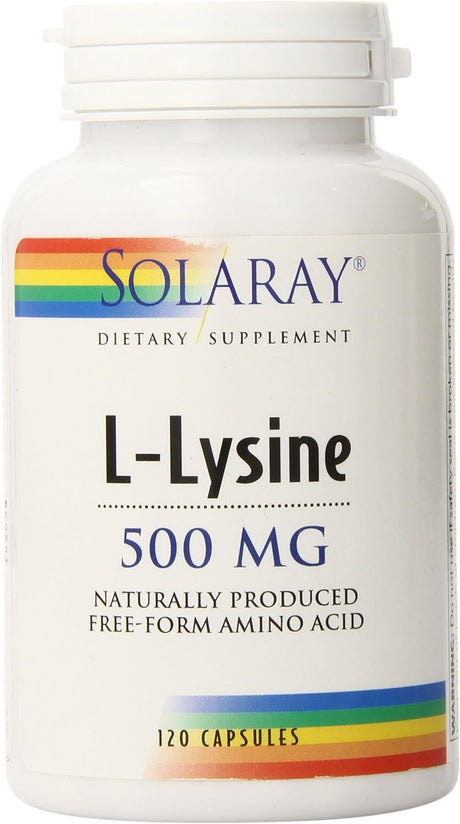 SOLARAY L-Lysine 500Mg | Amino Acid | Healthy Cognitive, Immune System & GI Function, Bones, Joints & Skin Support | 120 Vegcaps