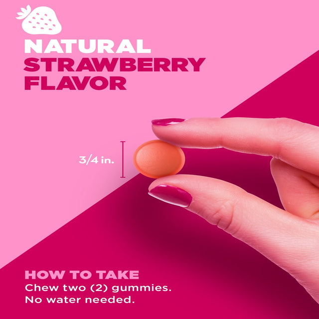 Pink Hair Skin Nails Gummies | 60 Count | plus Collagen | Vitamins for Women | Strawberry Flavor