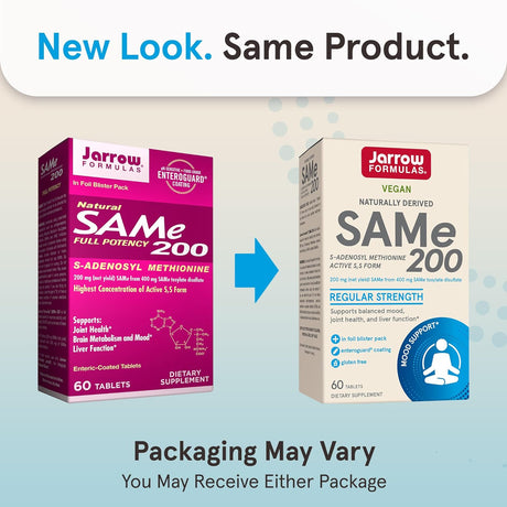 Jarrow Formulas Same 200 Mg - 60 Tablets - Highest Concentration of Active S,S Form - Supports Joint Health, Liver Function, Brain Metabolism & Antioxidant Defense - 60 Servings