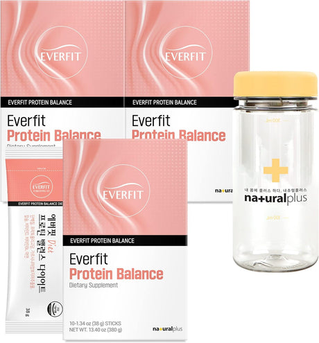 3 Pack Bundle Everfit Protein Balance Powder for Total Body Fit & Muscle Strength, Protein Mix with HCA from Garcinia Cambogia, FOS, Vitamins, Calcium, Zinc, Biotin, 30 Packets, 40.2Oz
