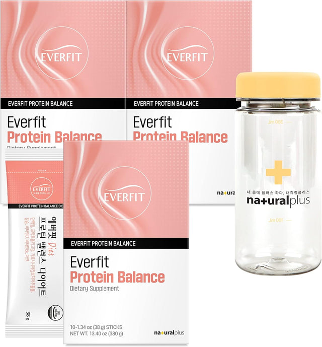 3 Pack Bundle Everfit Protein Balance Powder for Total Body Fit & Muscle Strength, Protein Mix with HCA from Garcinia Cambogia, FOS, Vitamins, Calcium, Zinc, Biotin, 30 Packets, 40.2Oz