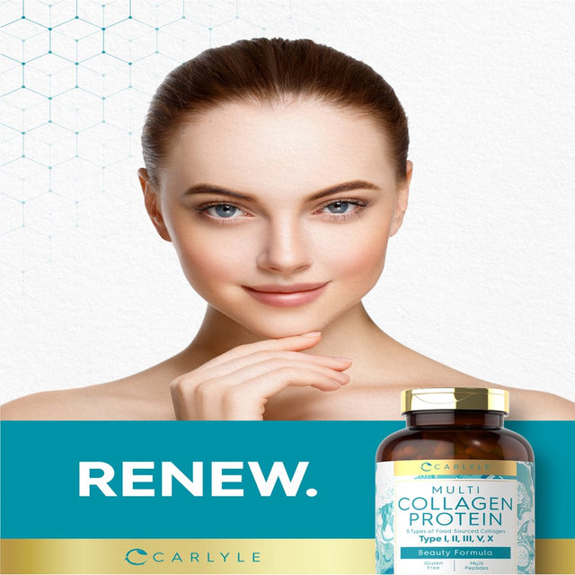 Multi Collagen Protein 2000Mg | 300 Capsules | Type 1, 2, 3, 5, 10 | by Carlyle