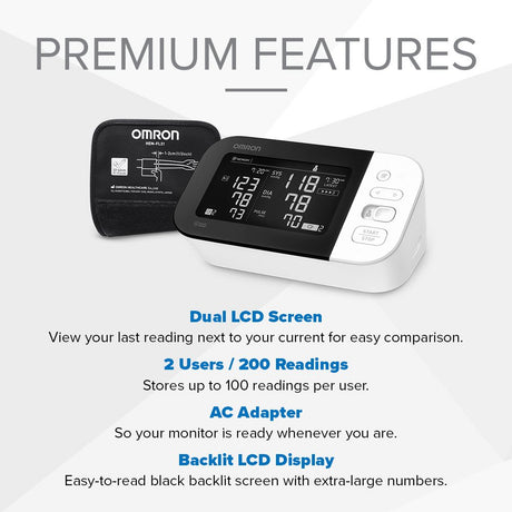 OMRON 10 Series Blood Pressure Monitor (BP7450), Upper Arm Cuff Digital Bluetooth Blood Pressure Machine, Stores up to 200 Readings for Two Users (100 Readings Each)