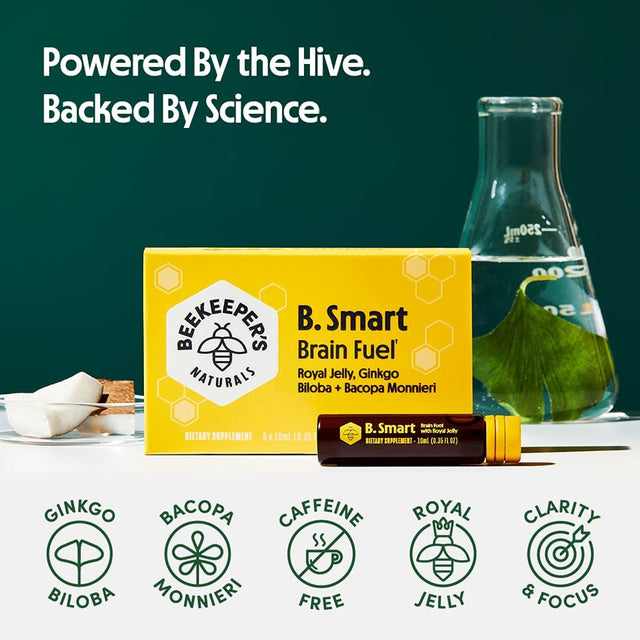 Beekeeper'S Naturals B.Smart Brain Fuel, Memory and Focus Liquid Vials, 3-Pack