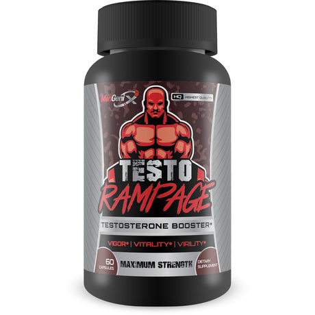 Mengenix Testo Rampage - Maximum Strength Testosterone Booster - Aids in Strength, Stamina, Energy, and Performance