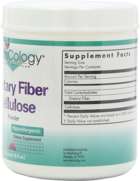 Nutricology Dietary Fiber Celllulose, 250-Grams