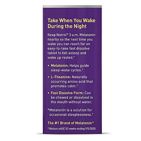 Natrol, 3 A.M. Melatonin Sleep Aid Strengthens Immune System 100 Drugfree and Natural Lavender Vanilla Flavor Fast Dissolve Tablets, 60 Count