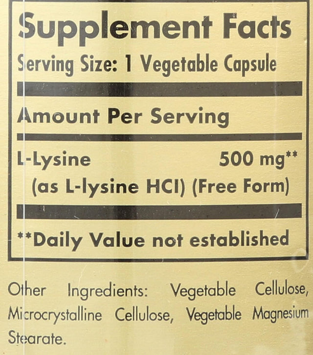 SOLGAR L Lysine 500 Mg, 50 CT