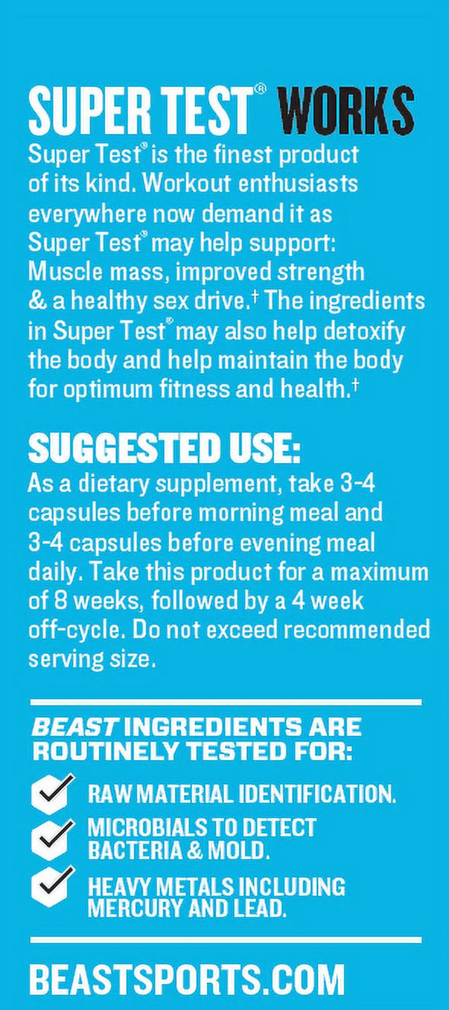 Beast Sports Nutrition - Super Test Strength Anabolic Complex - 180 Capsules