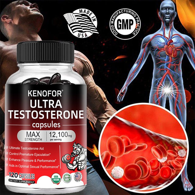 KENOFOR Ultra Testosterone Softgels - 12,100 Mg per Serving - the Ultimate Testosterone Booster to Support Endurance, Muscle, and Energy