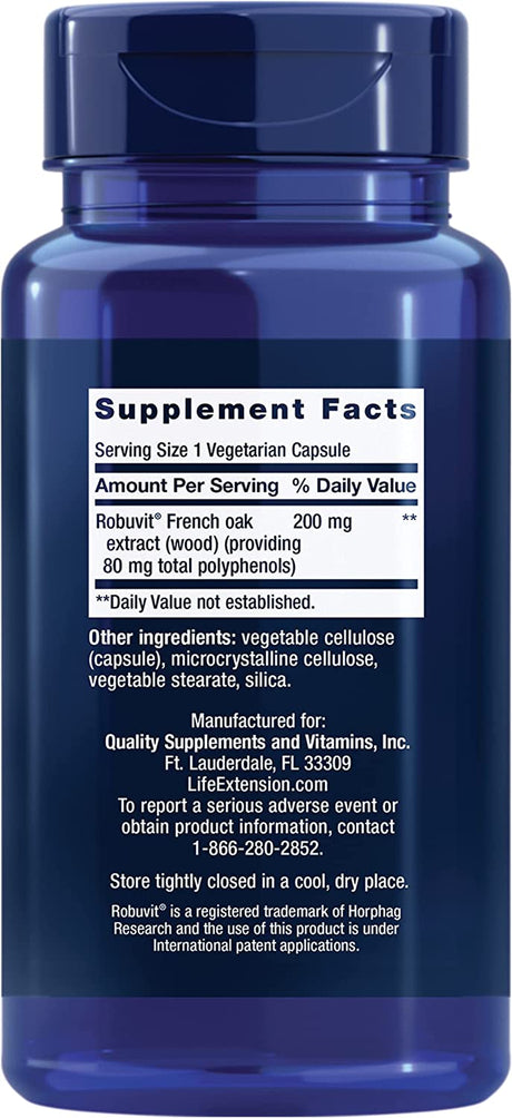 Life Extension Energy Renew 200Mg - French Oak Wood Extract Supplement for Healthy Energy Production and Immune Support - Non-Gmo, Gluten Free, Vegetarian - 30 Capsules
