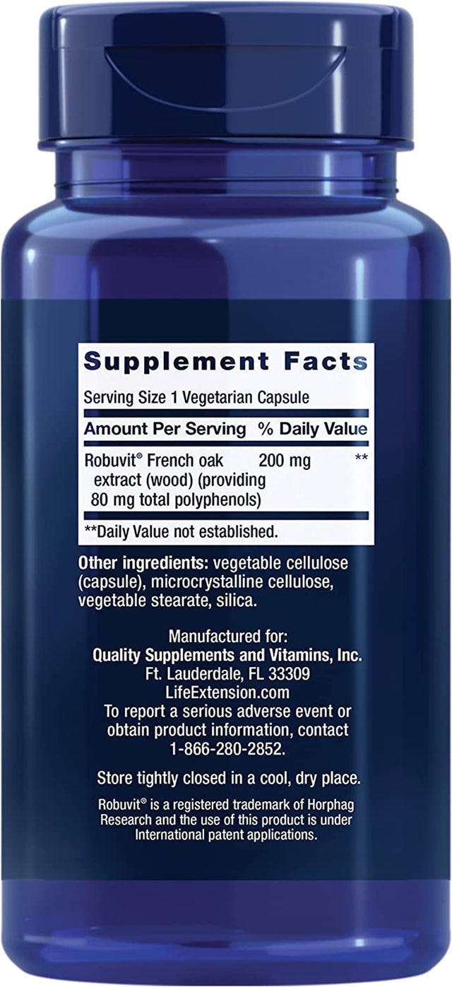 Life Extension Energy Renew 200Mg - French Oak Wood Extract Supplement for Healthy Energy Production and Immune Support - Non-Gmo, Gluten Free, Vegetarian - 30 Capsules