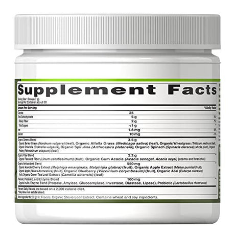 Puritan'S Pride Organic Greens Powder with Blend of Prebiotic and Probiotic Enzymes, 7.4 Oz