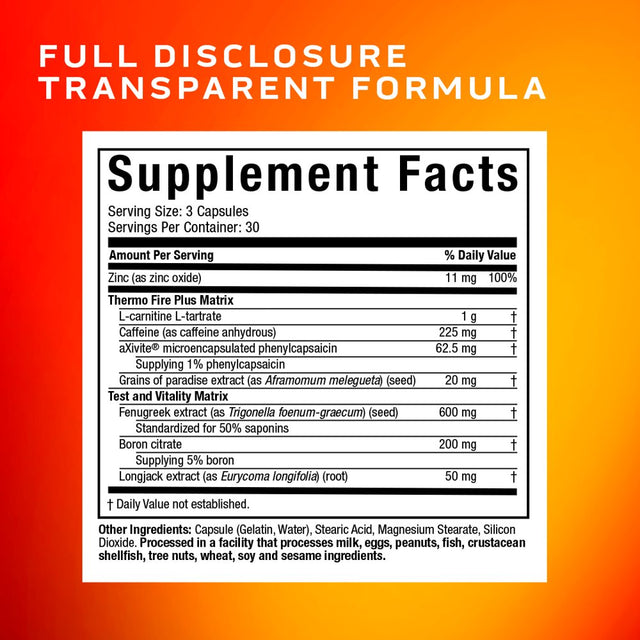 Muscletech Alpha Test Thermogenic Testosterone Booster, Performance Supplement, 90 Ct