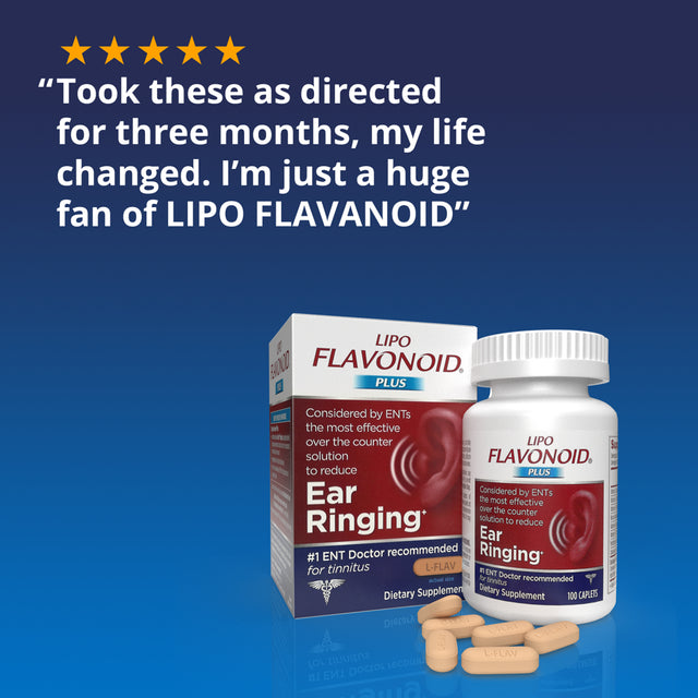 Lipo-Flavonoid Plus, Tinnitus Relief for Ear Ringing, Health Supplement, 100 Caplets