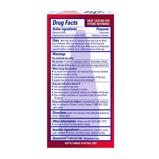 Clear Eyes Maximum Redness Eye Relief Lubricant Eye Drops, 1 Fl Oz