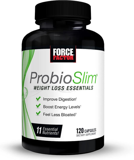 Probioslim Weight Loss Essentials Complete Daily Digestive Health and Weight Loss Probiotic Supplement for Women and Men with Electrolytes and Green Tea Extract, 120 Capsules