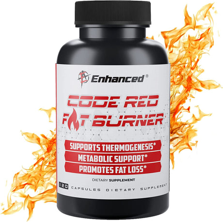 Enhanced Labs Code Red - Pure Fat Burner Supplement for Weight Loss and Fat Reduction - No Added Caffeine and Additives - Formula to Quicken Metabolism and Appetite Suppression - 120 Capsules