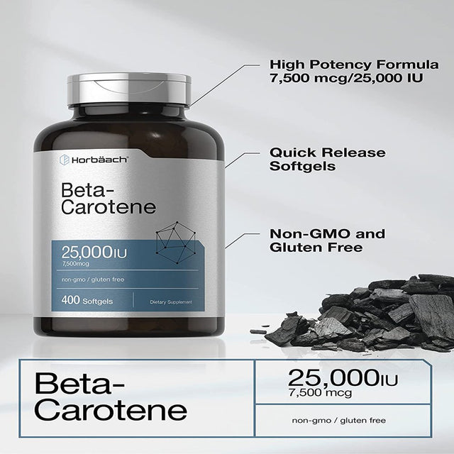 Beta Carotene 25000Iu | 7,500Mcg | 400 Softgels | by Horbaach