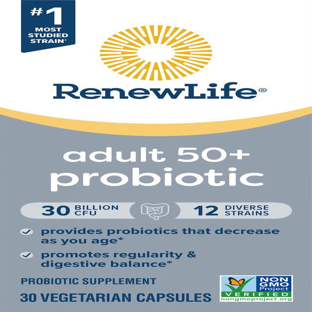 Renew Life Adult 50+ Probiotic Supplement, 25 Billion CFU, 30 Capsules