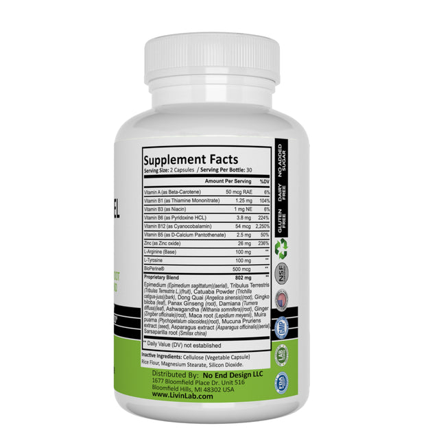 Livin Lab Femme Fuel Enhanced | Improve Blood Circulation | Burn Fat | Increase Energy | US Made | 60 Veggies Caps