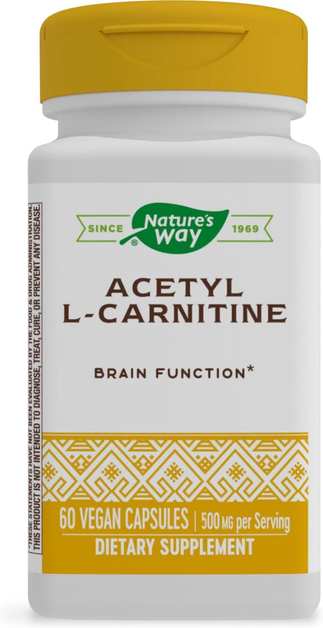 Nature'S Way Acetyl L-Carnitine, Supports Brain Function*, 500Mg per Serving, 60 Capsules