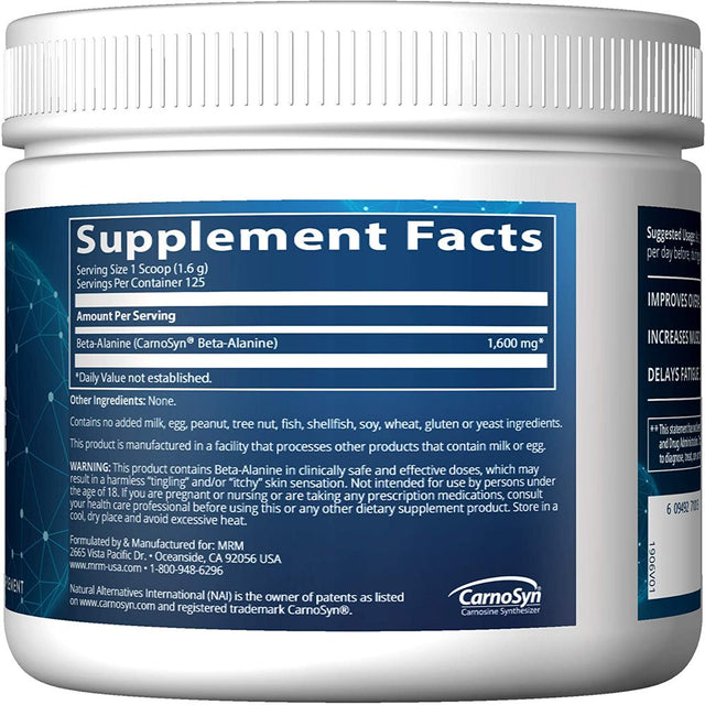 MRM Nutrition Beta-Alanine, Balance Muscle Ph, 7.05 Oz (200 G)