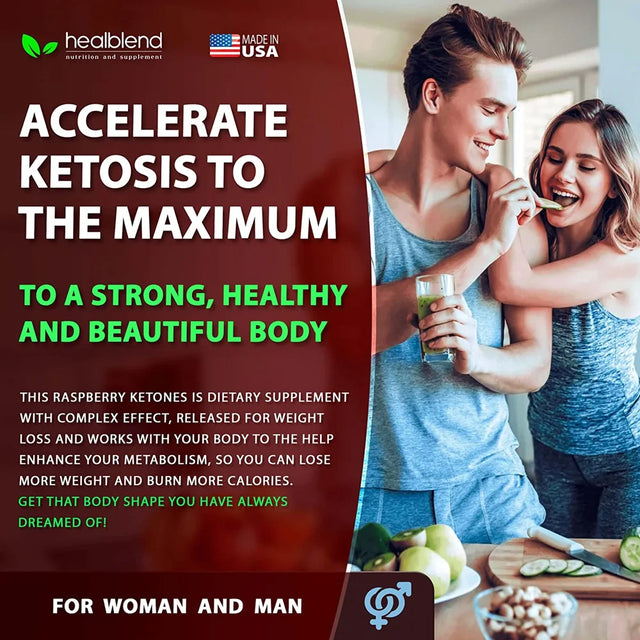 Healblend Raspberry Keto plus Supplement - Ketones Diet Pills, Advanced Weight Loss Support, Promotes Ketosis for Women and Men - 120 Capsules 2-Pack